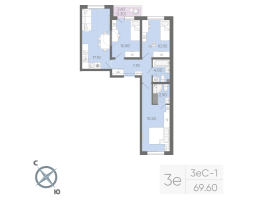 4 ккв (Евро) № 10 Корп.: 15 , Секция 1  в ЖК Ручьи