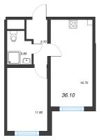 2 ккв (Евро) № 170 Дом: 134.1 Корп.: 17 , Секция 1  в ЖК Ручьи