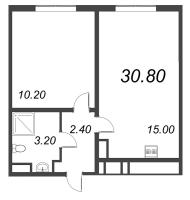 2 ккв (Евро) № 356 Дом: 141.3 Корп.: 8 , Секция 1  в ЖК Ручьи