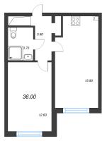 2 ккв (Евро) № 91 Дом: 134.2 Корп.: 18 , Секция 1  в ЖК Ручьи