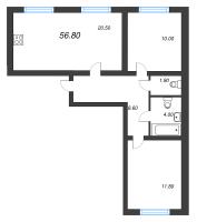 3 ккв (Евро) № 182 Дом: 128.1 Корп.: 20 , Секция 2  в ЖК Ручьи