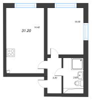 1 ккв № 130 Корп.: 16 , Секция 1  в ЖК Ручьи