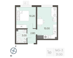 1 ккв № 246 Корп.: 23 , Секция 2  в ЖК Ручьи