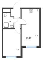 2 ккв (Евро) № 323 Дом: 134.1 Корп.: 17 , Секция 2  в ЖК Ручьи