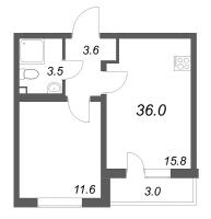 2 ккв (Евро) № 123 Корп.: 15 , Секция 1  в ЖК Ручьи