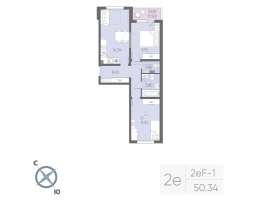 2 ккв № 16 Корп.: 12 , Секция 1  в ЖК Ручьи