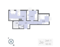3 ккв (Евро) № 23 Дом: 127.2 Корп.: 21 , Секция 1  в ЖК Ручьи