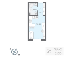 Студия № 4 Корп.: 12 , Секция 1  в ЖК Ручьи