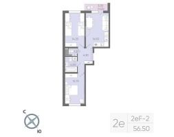 3 ккв (Евро) № 195 Корп.: 15 , Секция 2  в ЖК Ручьи