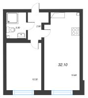 2 ккв (Евро) № 26 Корп.: 16 , Секция 1  в ЖК Ручьи