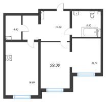 2 ккв (Евро) № 6 Дом: 134.2 Корп.: 18 , Секция 1  в ЖК Ручьи