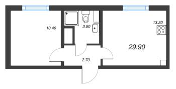 1 ккв № 127 Дом: 134.1 Корп.: 17 , Секция 1  в ЖК Ручьи