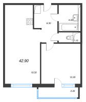 2 ккв (Евро) № 105 Дом: 15 Корп.: 2 , Секция 1  в ЖК Руднева 15