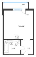 Студия № 217 Дом: 15 Корп.: 1 , Секция 2  в ЖК Руднева 15