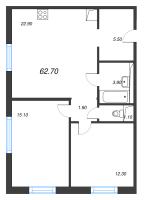 3 ккв (Евро) № 133 Дом: 15 Корп.: 2 , Секция 2  в ЖК Руднева 15