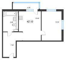 2 ккв (Евро) № 74 Дом: 15 Корп.: 2 , Секция 1  в ЖК Руднева 15