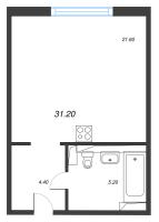 Студия № 128 Дом: 15 Корп.: 2 , Секция 2  в ЖК Руднева 15