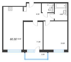 3 ккв (Евро) № 167 Дом: 15 Корп.: 2 , Секция 2  в ЖК Руднева 15