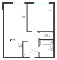 2 ккв (Евро) № 1 Дом: 15 Корп.: 1 , Секция 1  в ЖК Руднева 15