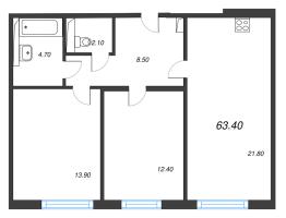 3 ккв (Евро) № 133 Дом: 15 Корп.: 1 , Секция 2  в ЖК Руднева 15