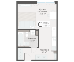 Студия № 113 Дом: 15 Корп.: 3 , Секция 2  в ЖК Руднева 15
