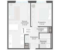 2 ккв (Евро) № 112 Дом: 15 Корп.: 3 , Секция 2  в ЖК Руднева 15