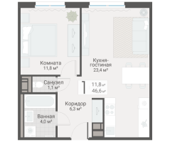 2 ккв (Евро) № 120 Дом: 15 Корп.: 3 , Секция 2  в ЖК Руднева 15