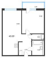2 ккв (Евро) № 119 Дом: 15 Корп.: 1 , Секция 1  в ЖК Руднева 15