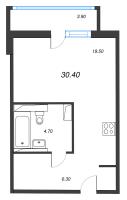 Студия № 216 Дом: 15 Корп.: 2 , Секция 2  в ЖК Руднева 15