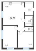 3 ккв (Евро) № 124 Дом: 15 Корп.: 2 , Секция 2  в ЖК Руднева 15