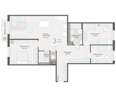 4 ккв (Евро) № 132 Дом: 15 Корп.: 3 , Секция 2  в ЖК Руднева 15