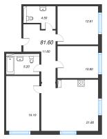 4 ккв (Евро) № 3 Дом: 15 Корп.: 1 , Секция 1  в ЖК Руднева 15