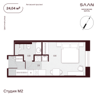 Студия № Н-7.54 Корп.: 1 , Секция 1  в ЖК SAAN Московские ворота