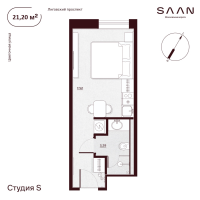 Студия № Н-6.45 Корп.: 1 , Секция 1  в ЖК SAAN Московские ворота