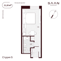 Студия № Н-6.44 Корп.: 1 , Секция 1  в ЖК SAAN Московские ворота
