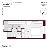 Студия № Н-8.48 Корп.: 1 , Секция 1  в ЖК SAAN Московские ворота