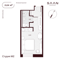 Студия № Н-8.31 Корп.: 1 , Секция 1  в ЖК SAAN Московские ворота