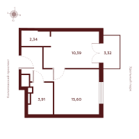 2 ккв (Евро) № Н-8.45 Корп.: 1 , Секция 1  в ЖК SAAN Удельный парк
