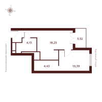 2 ккв (Евро) № Н-9.31 Корп.: 1 , Секция 1  в ЖК SAAN Удельный парк