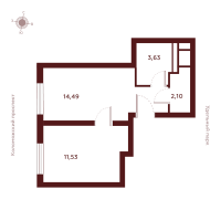 2 ккв (Евро) № Н-14.10 Корп.: 1 , Секция 1  в ЖК SAAN