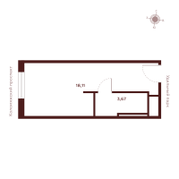 Студия № Н-14.19 Корп.: 1 , Секция 1  в ЖК SAAN