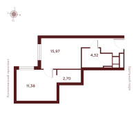 2 ккв (Евро) № Н-13.12 Корп.: 1 , Секция 1  в ЖК SAAN