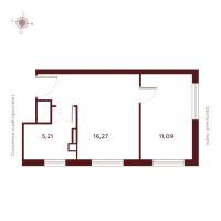 2 ккв (Евро) № Н-8.54 Корп.: 1 , Секция 1  в ЖК SAAN