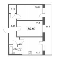 2 ккв № 218 Корп.: 1 , Секция 3  в ЖК СМАРТ