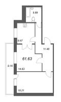 2 ккв № 166 Корп.: 1 , Секция 3  в ЖК СМАРТ