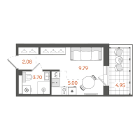 Студия № 115 Корп.: 1 , Секция 2  в ЖК STAVNI Обводный