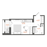 Студия № 109 Корп.: 1 , Секция 2  в ЖК STAVNI Обводный