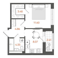 1 ккв № 96 Корп.: 1 , Секция 2  в ЖК STAVNI Обводный