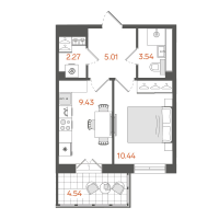 1 ккв № 306 Корп.: 1 , Секция 4  в ЖК STAVNI Обводный