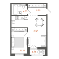 2 ккв (Евро) № 300 Корп.: 1 , Секция 4  в ЖК STAVNI Обводный